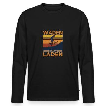 Mountainbike Waden Statt Laden MTB Fahrrad - Männer Premium Bio Langarmshirt - Schwarz - Vorne - Nico (187cm)
