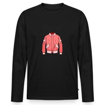 Jacke - Männer Premium Bio Langarmshirt - Schwarz - Vorne - Nico (187cm)