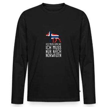 Ich Muss Gar Nix Ich Muss Nur Nach Norwegen Norge - Männer Premium Bio Langarmshirt - Schwarz - Vorne - Nico (187cm)