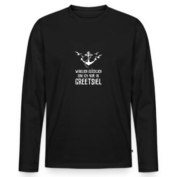 Wirklich Glücklich Bin Ich Nur In Greetsiel - Männer Premium Bio Langarmshirt - Schwarz - Vorne - Nico (187cm)