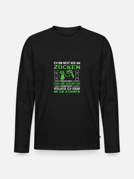 Gamer Zocken Gaming Zocker Videospiel Zocken - Männer Premium Bio Langarmshirt - Schwarz