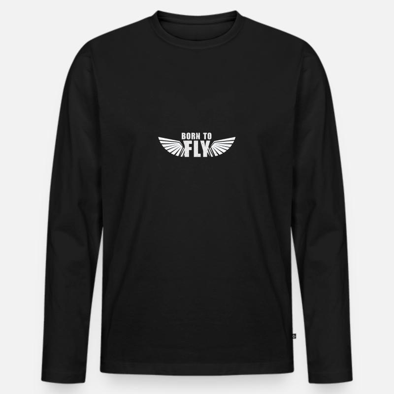 Born To Fly - Männer Premium Bio Langarmshirt - Schwarz