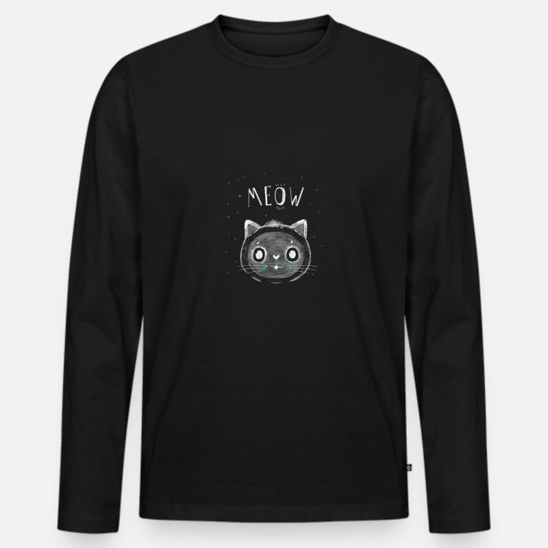 Katze Kätzchen Sternchen Halloween Spooky Geschenk - Männer Premium Bio Langarmshirt - Schwarz