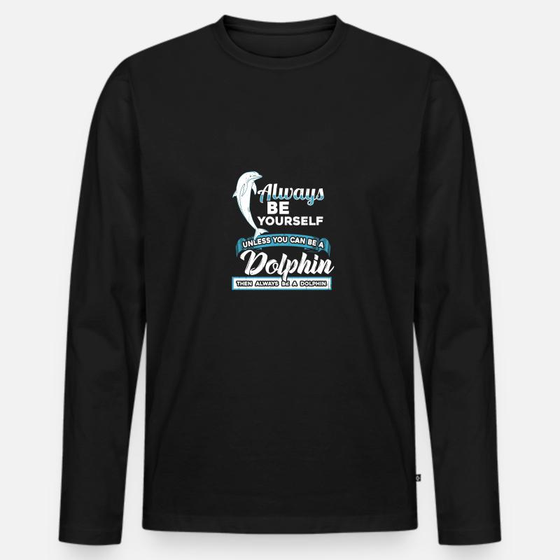 Delphin - Männer Premium Bio Langarmshirt - Schwarz
