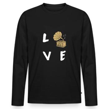 Vinyle - T-shirt manches longues Premium bio Homme - noir - Devant - Nico (187cm)