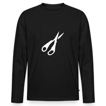 Silhouette de ciseaux - T-shirt manches longues Premium bio Homme - noir - Devant - Nico (187cm)