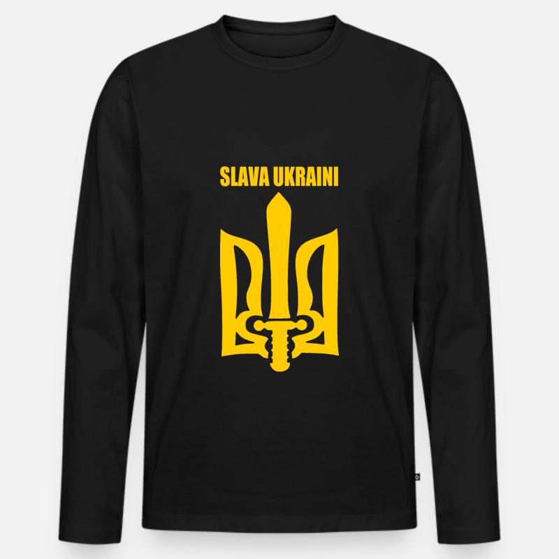 Slava ukraini - Männer Premium Bio Langarmshirt - Schwarz