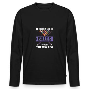 Eat Sleep Billiard Repeat Pool Snooker Lovers - Men's Premium Organic Long Sleeve Shirt - black - Front - Nico (187cm)