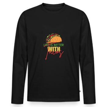 Funny Taco Cinco De Mayo Tacos Fun Lovers - Men's Premium Organic Long Sleeve Shirt - black - Front - Nico (187cm)