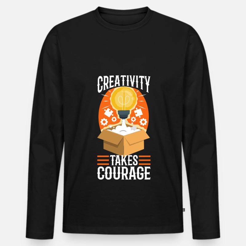 La créativité demande du courage - T-shirt manches longues Premium bio Homme - noir
