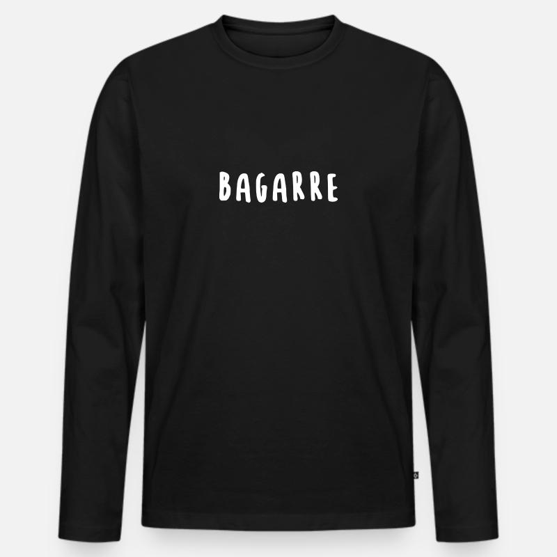 SCHWARZE ZITAT-SCHLÄGEREI - Männer Premium Bio Langarmshirt - Schwarz