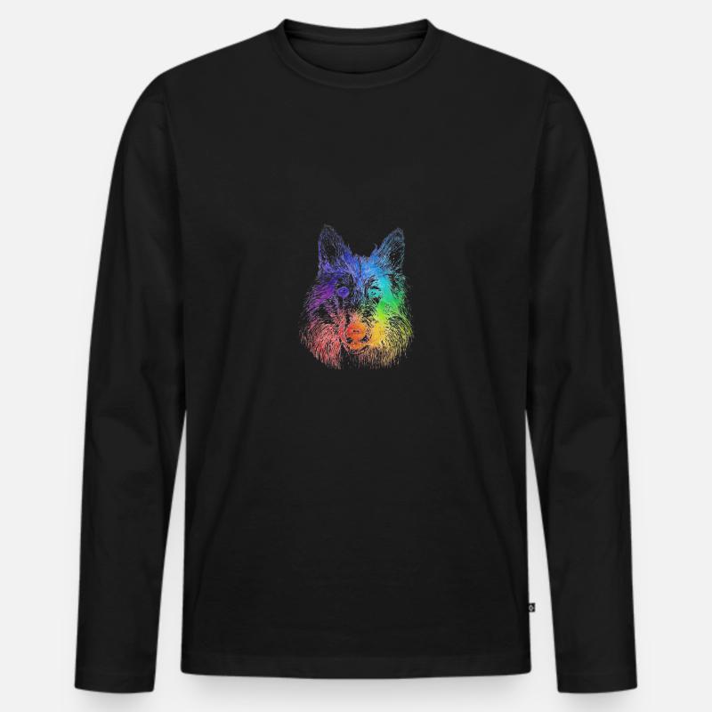 rainbow dog - Männer Premium Bio Langarmshirt - Schwarz