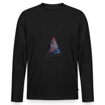 triangle space - Männer Premium Bio Langarmshirt - Schwarz - Vorne - Nico (187cm)