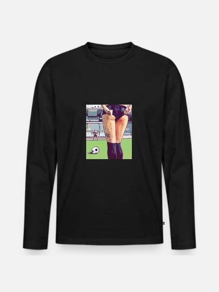 Fussball Frau - Männer Premium Bio Langarmshirt - Schwarz
