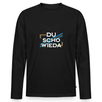 Du scho wieda - Männer Premium Bio Langarmshirt - Schwarz - Vorne - Nico (187cm)