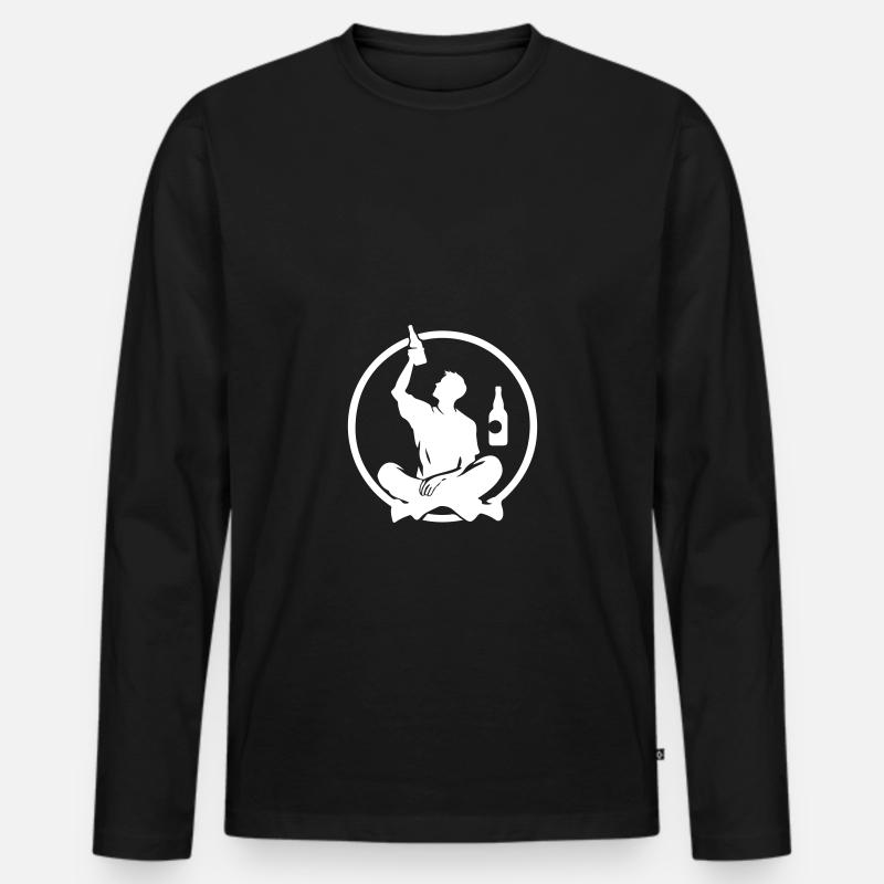 Silhouette Mann Mit Bier - Männer Premium Bio Langarmshirt - Schwarz