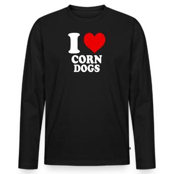 Ich liebe Corn Dogs Herz Lustig Witzig - Männer Premium Bio Langarmshirt - Schwarz - Vorne - Nico (187cm)
