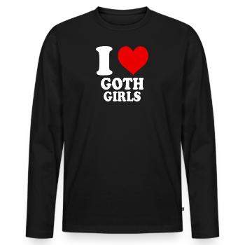 I Love Goth Girls Heart Funny Witty - Men's Premium Organic Long Sleeve Shirt - black - Front - Nico (187cm)