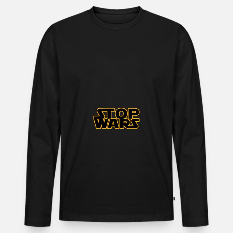STOP WARS - Männer Premium Bio Langarmshirt - Schwarz