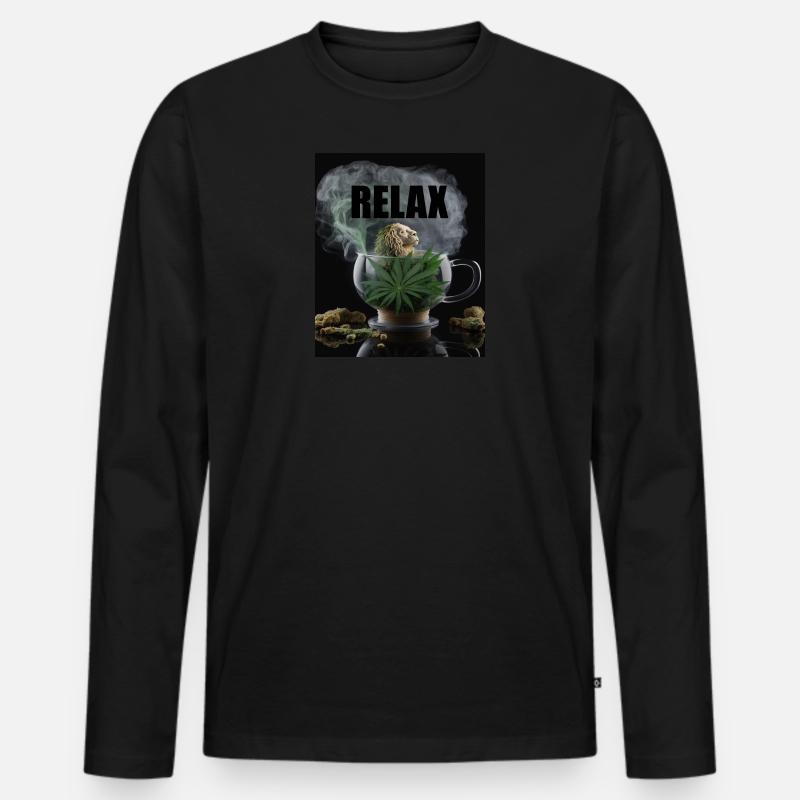 Cannabis Relax Geschenk - Männer Premium Bio Langarmshirt - Schwarz