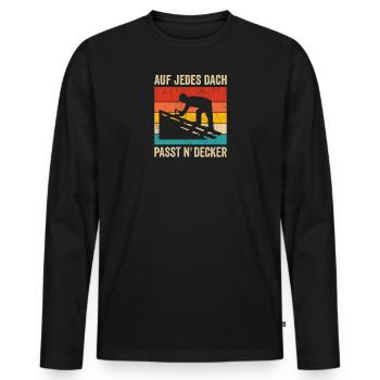 Lustiges Dachdecker Retro Vintage Design - Männer Premium Bio Langarmshirt - Schwarz - Vorne - Nico (187cm)