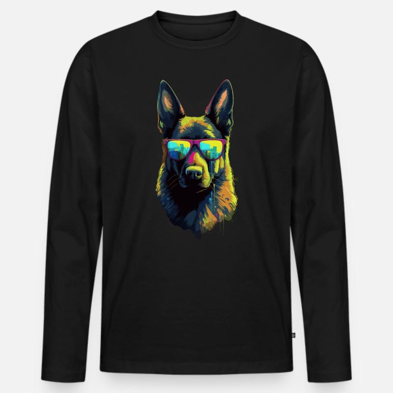 Deutscher Schäferhund Hund Hunderasse - Männer Premium Bio Langarmshirt - Schwarz