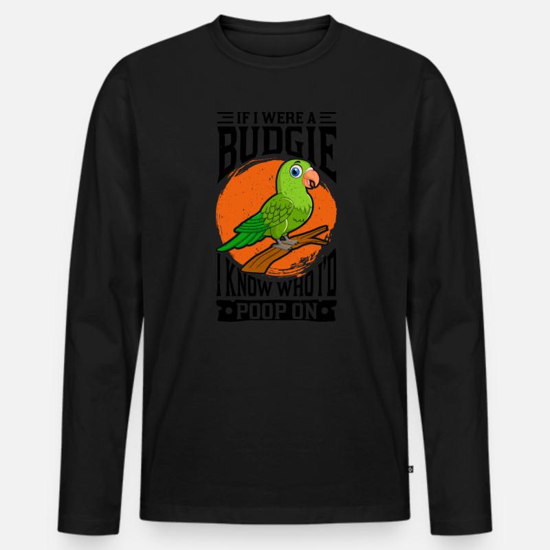 Papagei Sittich - Männer Premium Bio Langarmshirt - Schwarz