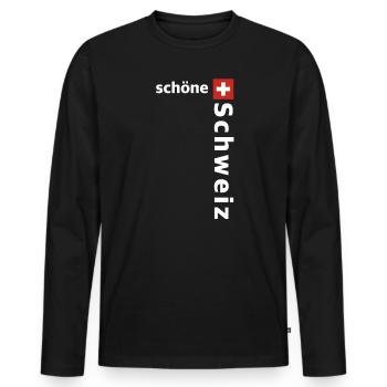 Schöne Schweiz | Tourismus, Fondue, Ski fahren - Männer Premium Bio Langarmshirt - Schwarz - Vorne - Nico (187cm)