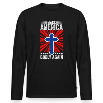 Rendre l’Amérique pieuse, aimer à nouveau la foi de Dieu - T-shirt manches longues Premium bio Homme - noir - Devant - Nico (187cm)