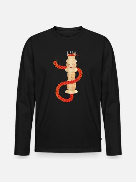 bezaubernde Strickliesel mit Strickschnur - Männer Premium Bio Langarmshirt - Schwarz