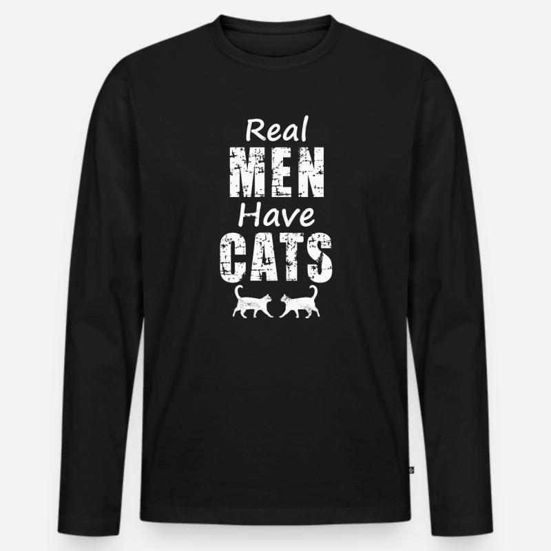 Katze Katzen - Männer Premium Bio Langarmshirt - Schwarz