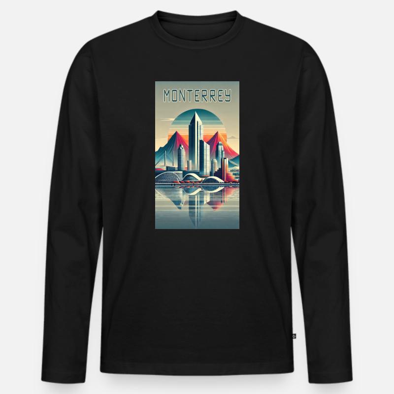 Monterrey Mexiko Modern Design - Männer Premium Bio Langarmshirt - Schwarz