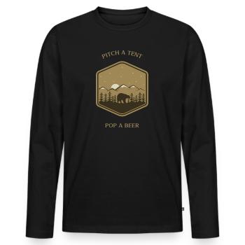Pitch a Tent Pop a Beer - Men's Premium Organic Long Sleeve Shirt - black - Front - Nico (187cm)