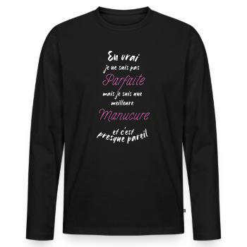je suis la meilleure Manucure - T-shirt manches longues Premium bio Homme - noir - Devant - Nico (187cm)