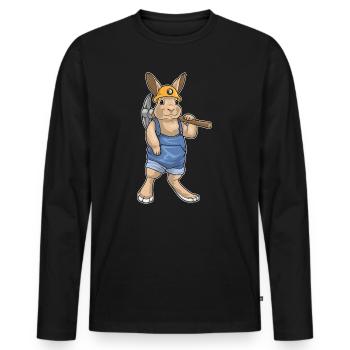 Mineur de lapin Pioche Exploitation minière - T-shirt manches longues Premium bio Homme - noir - Devant - Nico (187cm)