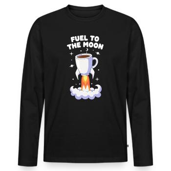 Coffee Rocket Moon Flight - Men's Premium Organic Long Sleeve Shirt - black - Front - Nico (187cm)