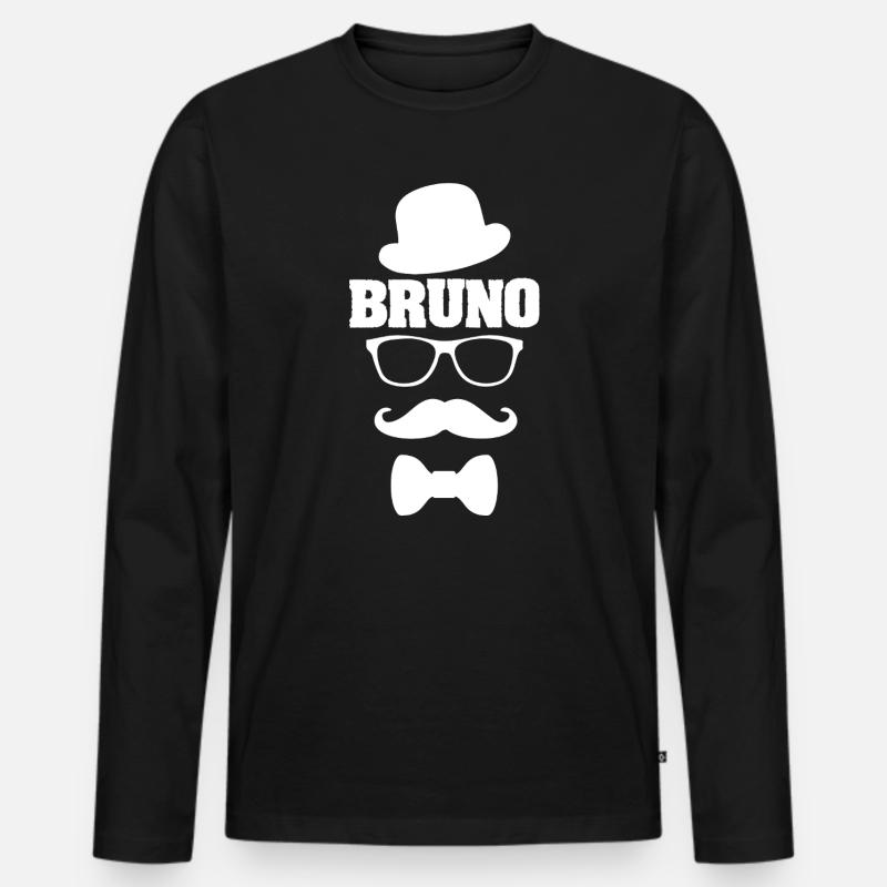 Vorname Bruno - Männer Premium Bio Langarmshirt - Schwarz