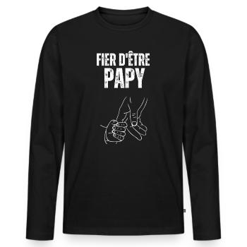 Proud to be Grandpa - Men's Premium Organic Long Sleeve Shirt - black - Front - Nico (187cm)