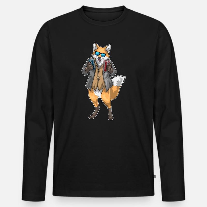 Fuchs Poker Pokerchips Kartenspiel - Männer Premium Bio Langarmshirt - Schwarz