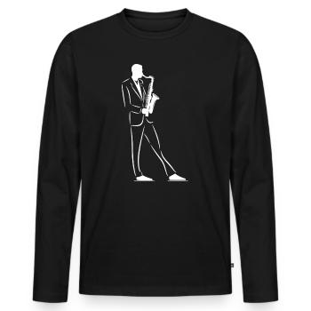 Saxophonist Skizze - Männer Premium Bio Langarmshirt - Schwarz - Vorne - Nico (187cm)