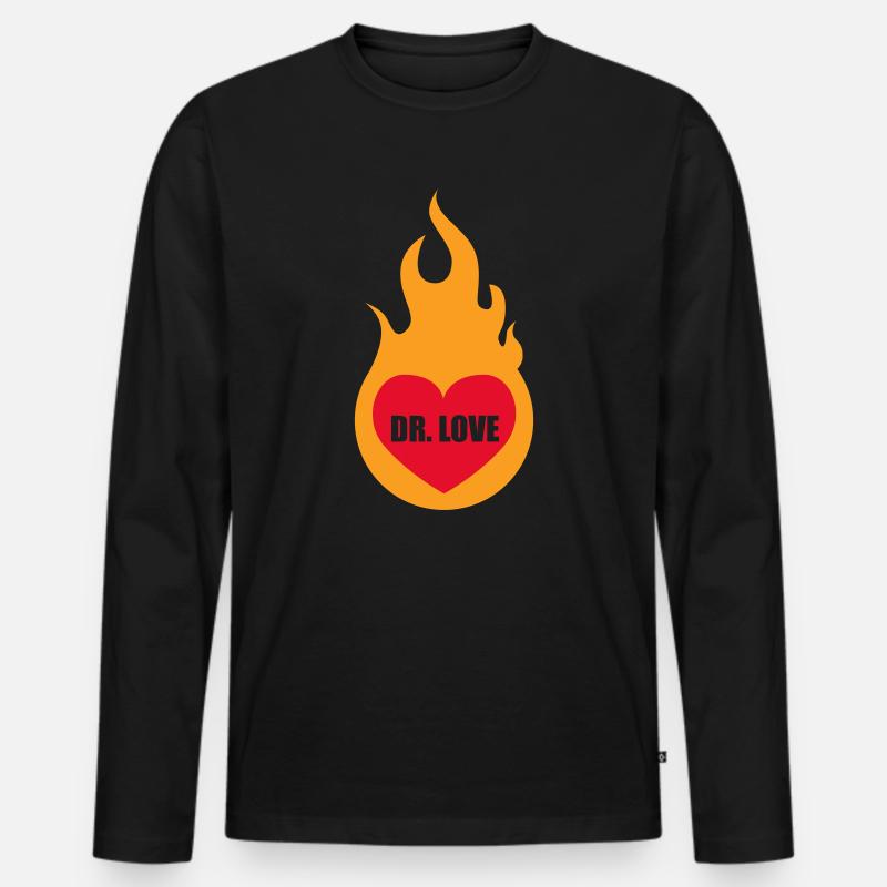 Dr. Love Herz - Männer Premium Bio Langarmshirt - Schwarz