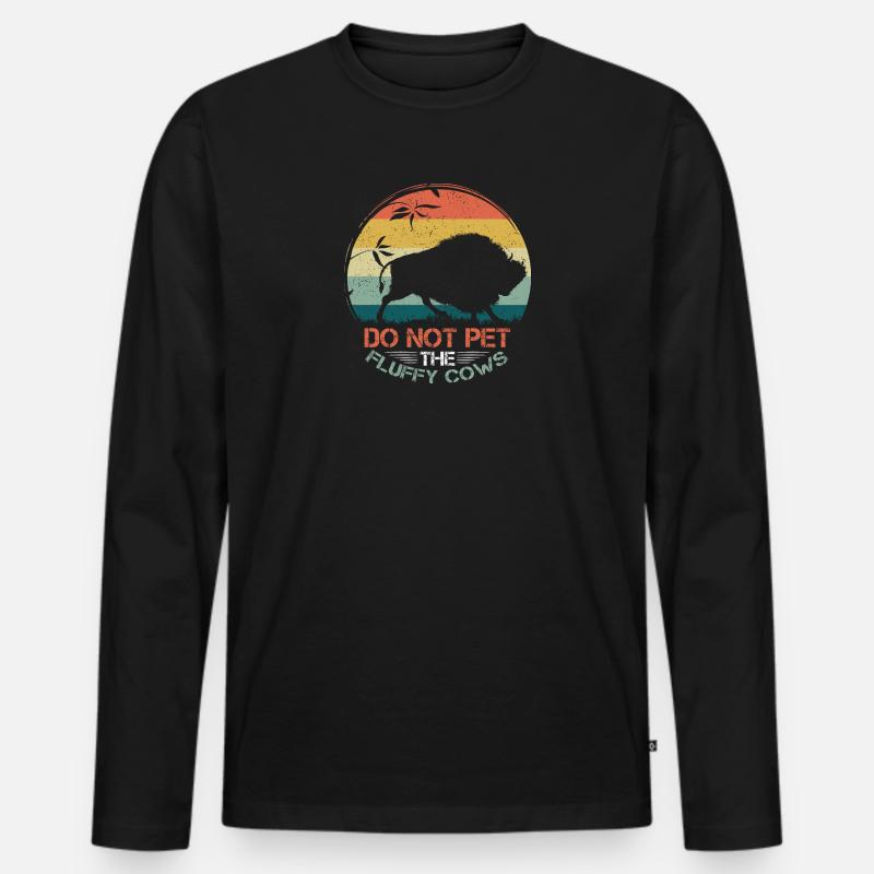 Bison Büffel Buffalo Do Not Pet The Fluffy Cows - Männer Premium Bio Langarmshirt - Schwarz