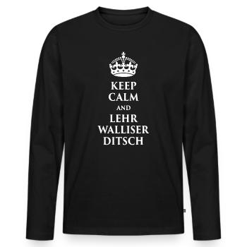 KEEP CALM AND TEACHING WALLISERDITSCH - Men's Premium Organic Long Sleeve Shirt - black - Front - Nico (187cm)