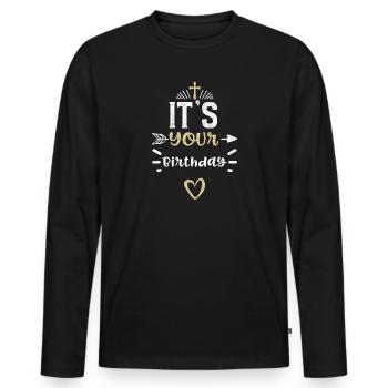 C’est ton anniversaire - Jésus - T-shirt manches longues Premium bio Homme - noir - Devant - Nico (187cm)