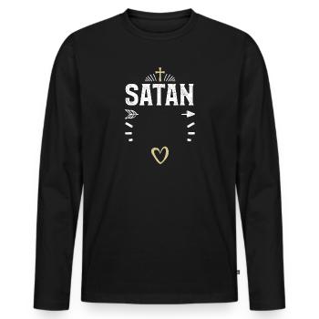 Satan - Jesus - Männer Premium Bio Langarmshirt - Schwarz - Vorne - Nico (187cm)