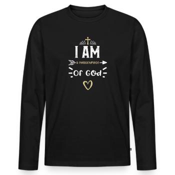 I Am A Masterpiece Of God - Jesus - Men's Premium Organic Long Sleeve Shirt - black - Front - Nico (187cm)