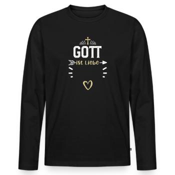 Gott ist Liebe - Jesus - Männer Premium Bio Langarmshirt - Schwarz - Vorne - Nico (187cm)