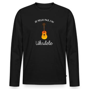 Je Peux Pas J'ai Ukulele Joueur De Ukulélé - T-shirt manches longues Premium bio Homme - noir - Devant - Nico (187cm)