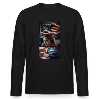 Notfall, patriotisch - Männer Premium Bio Langarmshirt - Schwarz - Vorne - Nico (187cm)