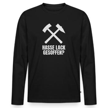 Hasse Lack Gesoffen? Ruhrpott Schlägel Und Eisen - Männer Premium Bio Langarmshirt - Schwarz - Vorne - Nico (187cm)